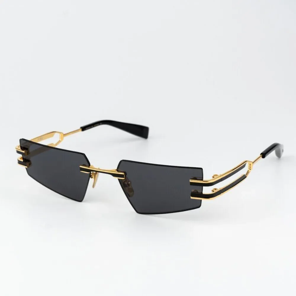 Balmain Women Sunglasses Titanium Gold Black Grey Geometric FIXE BPS-123A-54